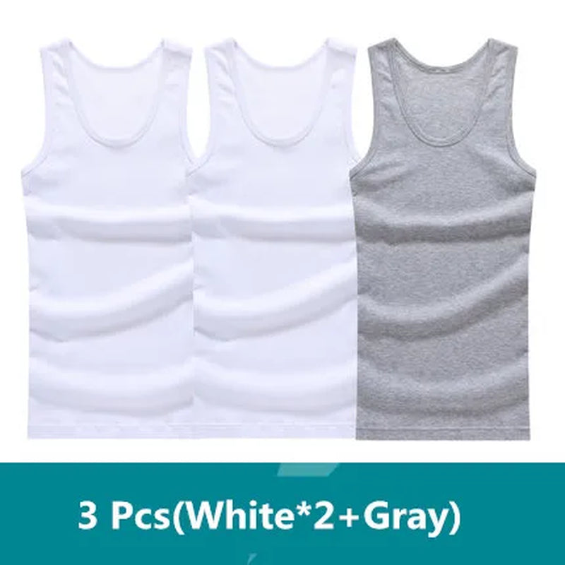 3Pcs/Lot Man'S 100% Cotton Solid Seamless Underwear Brand Clothing Mens Sleeveless Tank Vest Comfortable Undershirt Undershirts