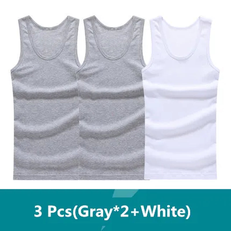 3Pcs/Lot Man'S 100% Cotton Solid Seamless Underwear Brand Clothing Mens Sleeveless Tank Vest Comfortable Undershirt Undershirts