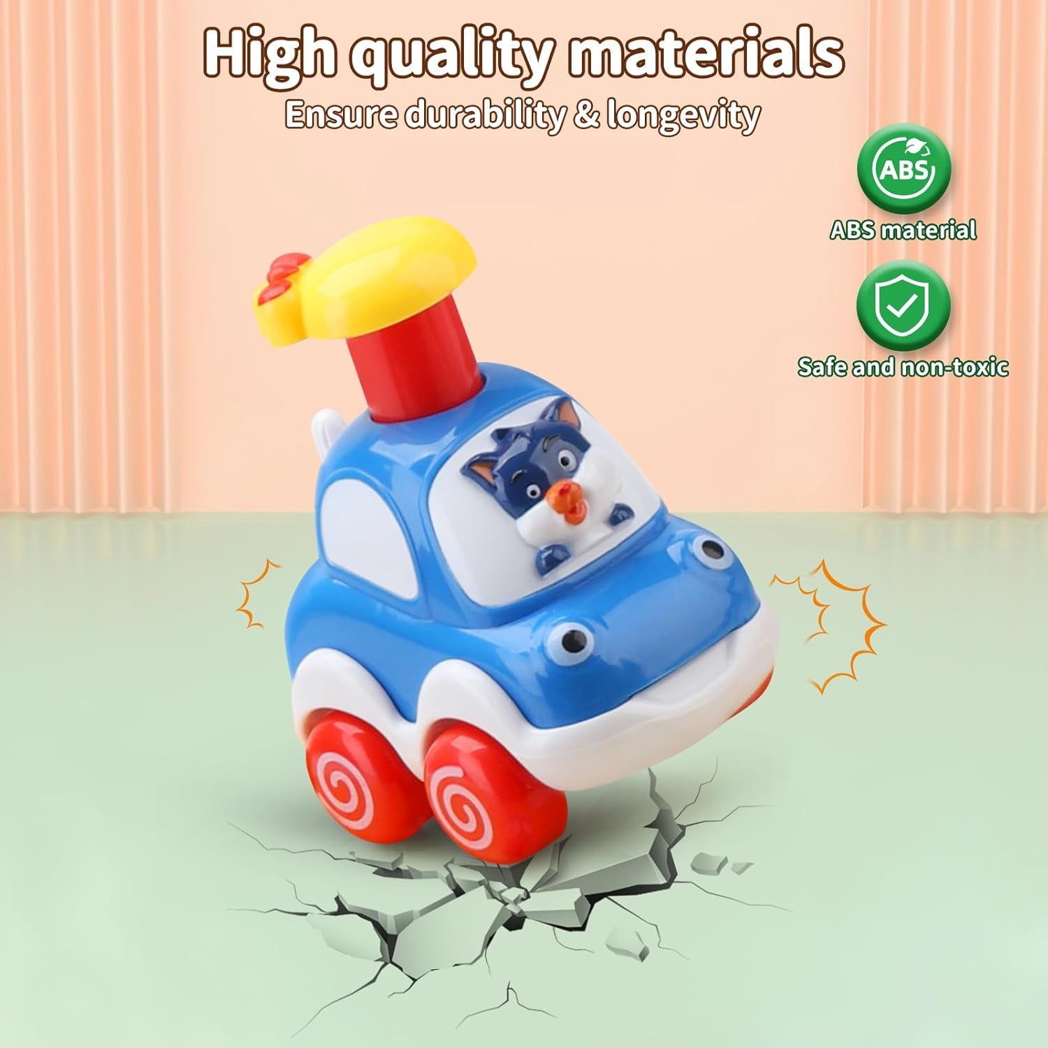 Amy&Benton Baby Toy Cars Toddler Toy Cars for 1 2 Year Old Cartoon Wind up Cars Press and Go Cars Push Go Cars for Toddlers 1-3 1St Birthday Gifts First Birthday Gift Toys Age 1 2 Year Old Baby Boys