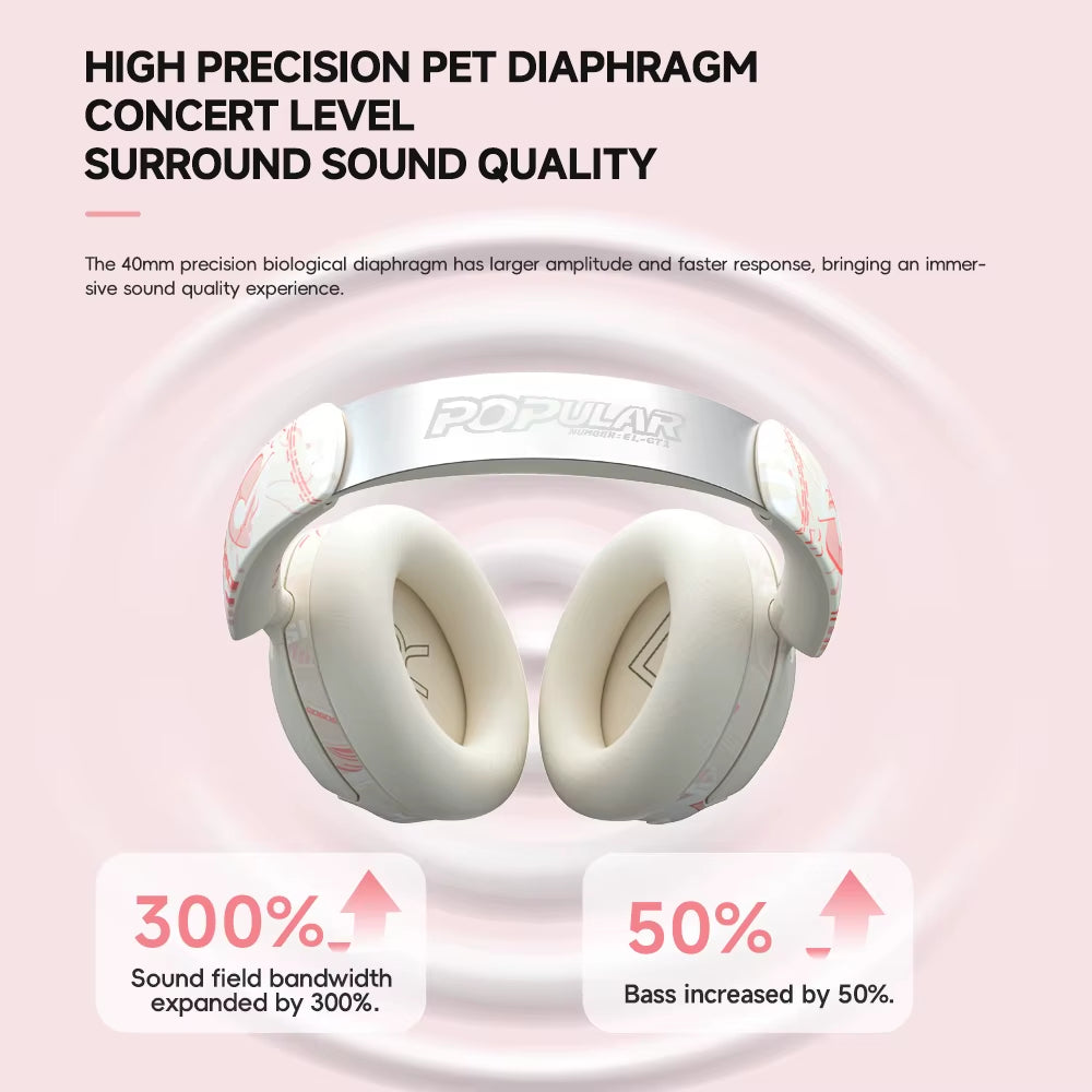 Hand Painted ANC Wireless Headphones over Ear Active Noise Cancelling Bluetooth 5.4 Headset Deep Bass with Microphones