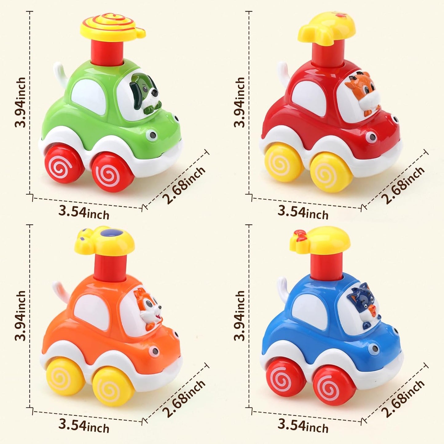 Amy&Benton Baby Toy Cars Toddler Toy Cars for 1 2 Year Old Cartoon Wind up Cars Press and Go Cars Push Go Cars for Toddlers 1-3 1St Birthday Gifts First Birthday Gift Toys Age 1 2 Year Old Baby Boys